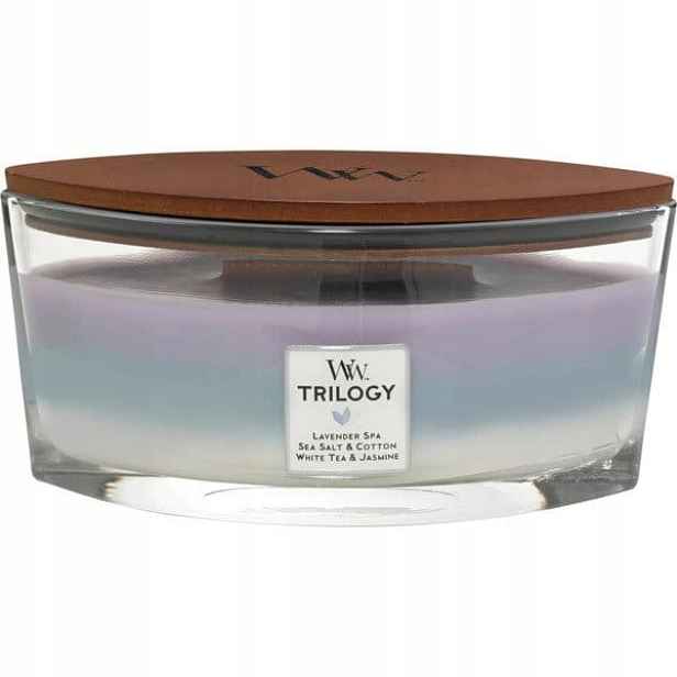 WoodWick Trilogy Sójová vonná svíčka Calming Retreat Loďka Elipsa 453,6