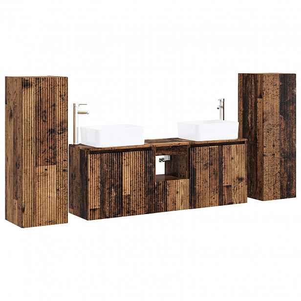 vidaXL Sada koupelnového nábytku 5 ks Staré dřevo 33 x 34,5 x 100 cm