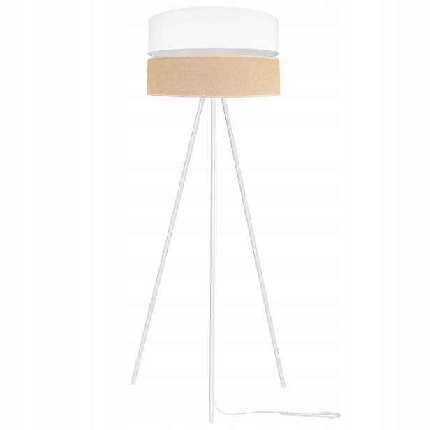 Podlahová Lampa Trojnožka Kov Stínidlo 45 CM Bílá