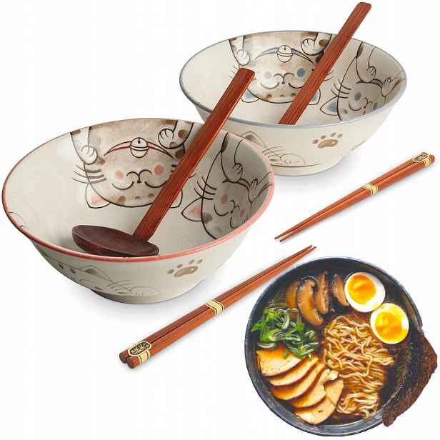 Sada košíčků Naběračky a Tyčinky Na Polévku a Těstoviny Ramen Motiv 3 Kočičky