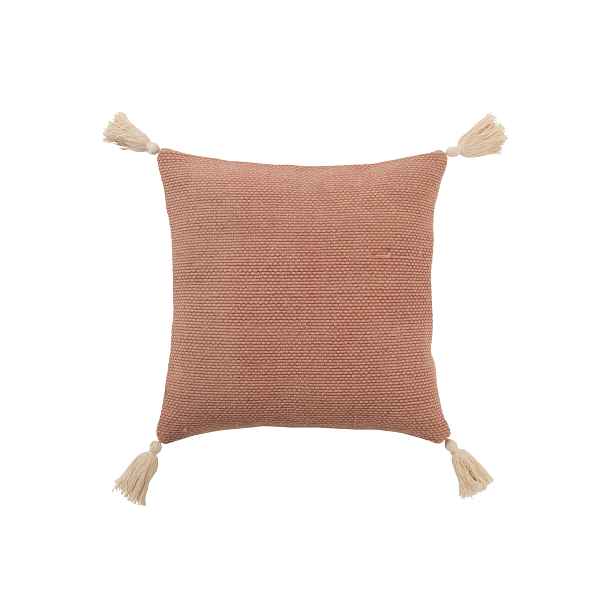 Staro-růžový bavlněný polštář se střapci Crocheted - 45*45 cm J-Line by Jolipa