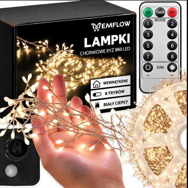 Vánoční Osvětlení Na Stromeček Vnitřní Girlanda micro Led Cluster 960LED Drátek Teplé 15 M