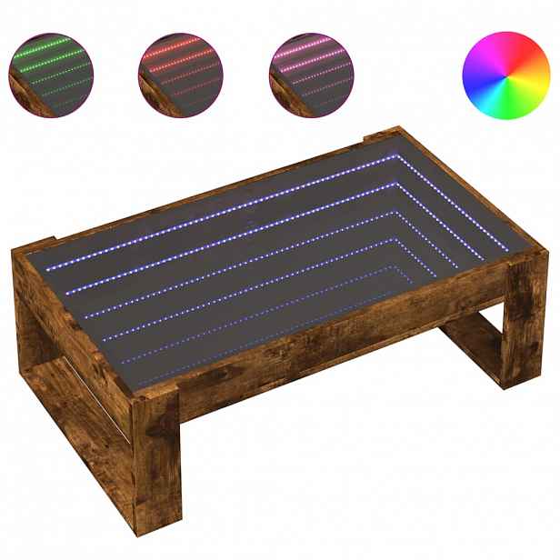 vidaXL Konferenční stolek s Infinity LED kouřový dub 90 x 53 x 30 cm