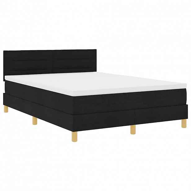 vidaXL LED box pružinová postel s LED pásky Černý 160 x 200 cm textil
