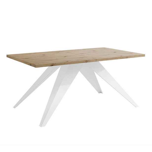 Idohome JÍDELNÍ STŮL XANDRO rozkládací 140/80/76 cm s kovovou podnoží, bílý / dub Artisan