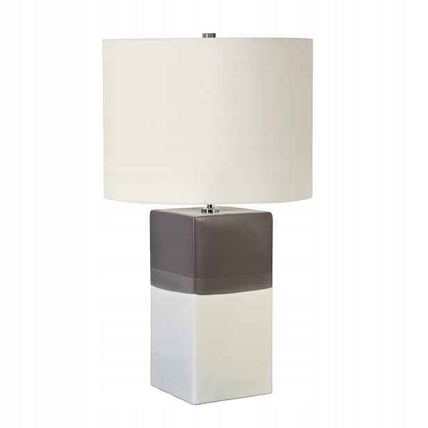 Keramická stolní lampa šedá krémová s stínítkem do obývacího pokoje 60 cm Elstead