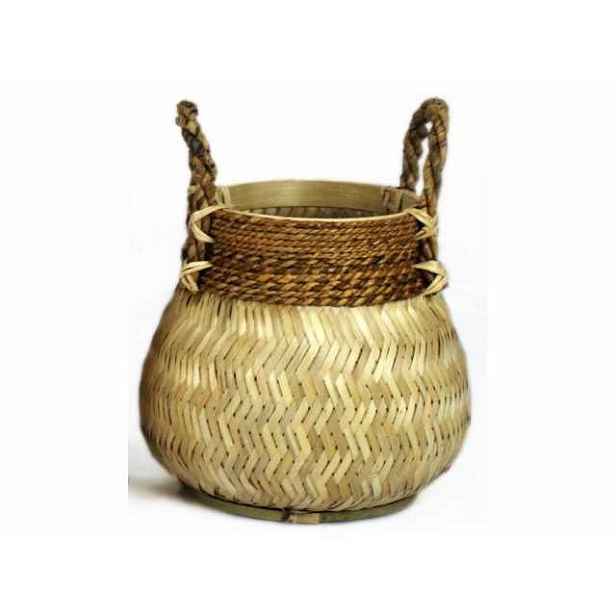 Přírodní bambusový košík s uchy Valen - Ø34*24 cm Van der Leeden