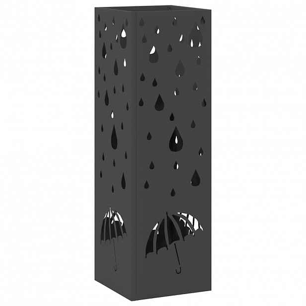 vidaXL Stojan na deštníky s úložištěm Černá 15,5 x 15,5 x 49 cm Ocel