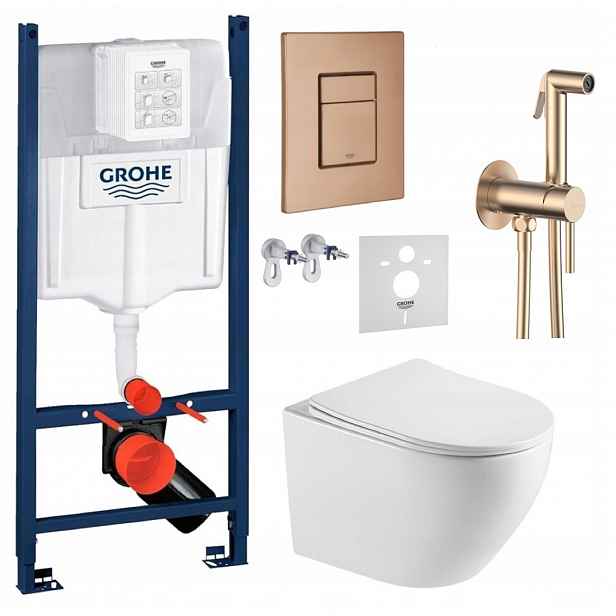 Wc sada Grohe Rapid s mísou Blatna Tlačítko měď baterie měď