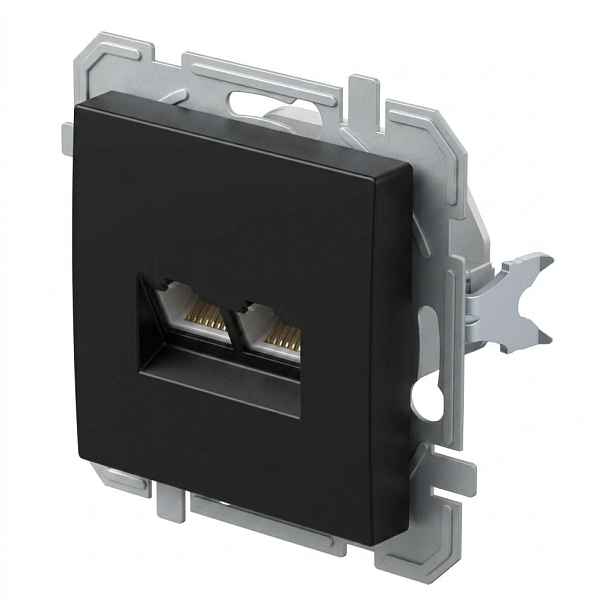 Zásuvka datová TEM Logiq CAT6S 2× RJ45 černá