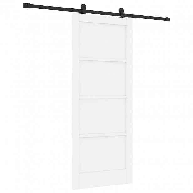 vidaXL Posuvné dveře Bílá a černá 83 x 202 cm Masivní borovicové dřevo