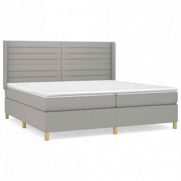 vidaXL Box spring postel s matrací světle šedá 200 x 200 cm textil