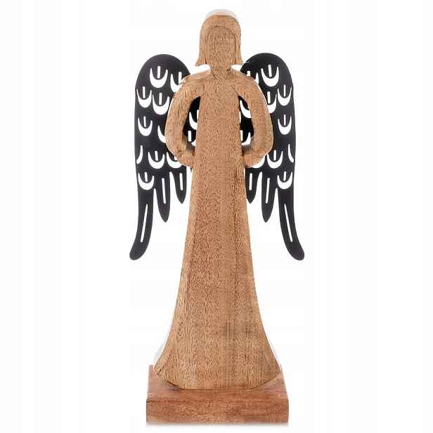 Figurka Anděla Z Mangového Dřeva Orion 32,5 CM, Dekorace Do Domácnosti