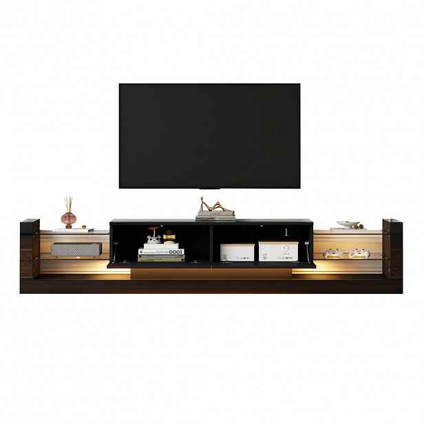 FLIEKS KOMODA POD TELEVIZI 181 cm Černá LED Sklo 70 79 Zoll