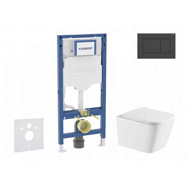 Geberit Duofix - Set předstěnové instalace, klozetu Arkas I a sedátka softclose, tlačítko Sigma20, matná černá/černá SANI11CA5180