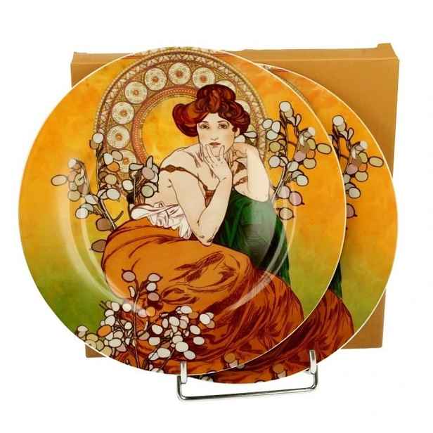 talíř d19cm-2ks-dezertní A.MUCHA, TOPAZ, DB, porcelán