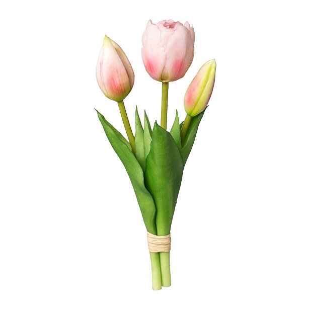 Umělá kytice tulipánů výška 20,5 cm Gasper - světle růzová