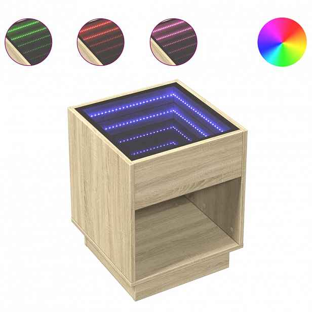 vidaXL Konferenční stolek s Infinity LED dub sonoma 40 x 40 x 50 cm