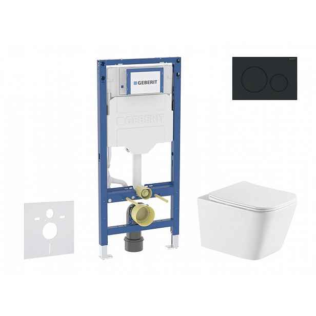 Geberit Duofix - Set předstěnové instalace, klozetu Arkas I a sedátka softclose, tlačítko Sigma20, matná černá/černá SANI11CA5181