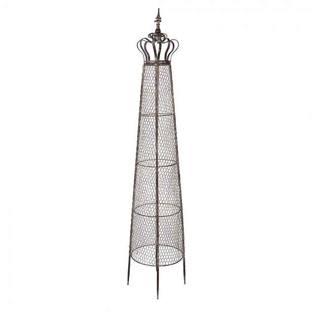 Hnědý antik kovový obelisk na květiny Brocante - Ø 30*151 cm Clayre & Eef