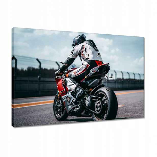 Hodiny 60x40 Motocyklista na trati