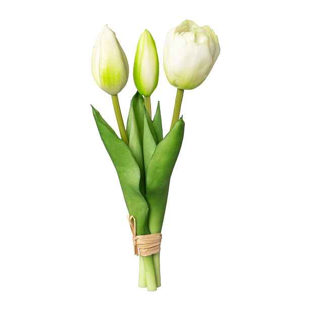 Umělý kytice tulipánů výška 20,5 cm Gasper - bílá