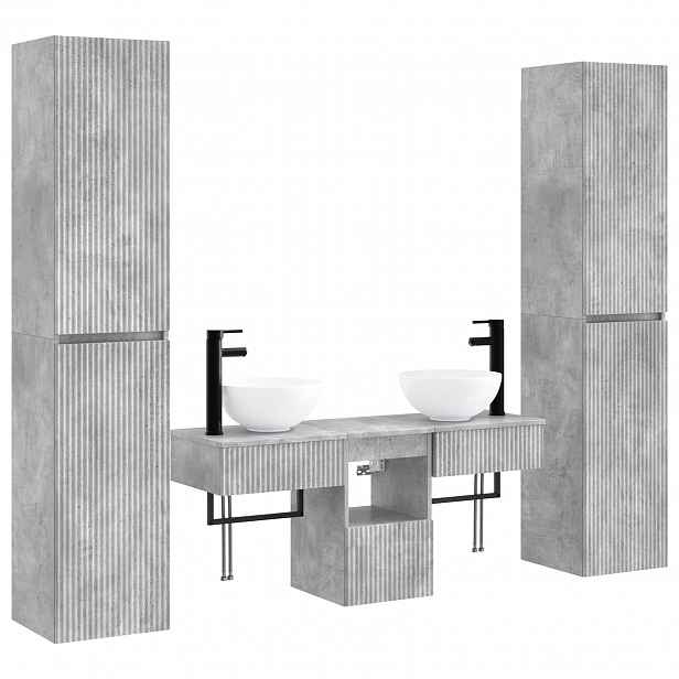 vidaXL Sada koupelnového nábytku 5 ks Betonově šedá 33 x 34,5 x 160 cm