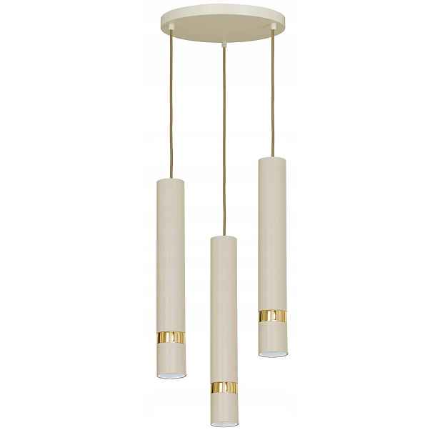 Závěsná lampa Reno Béžová Zlatá 3xGU10 závěsné tuby béžová do obývacího pokoje