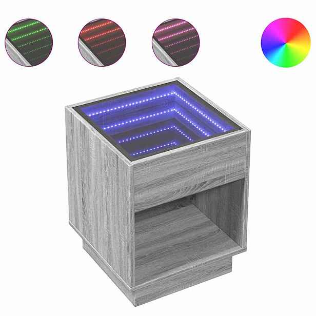 vidaXL Konferenční stolek s Infinity LED šedý sonoma 40 x 40 x 50 cm
