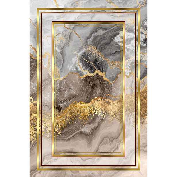 Conceptum Hypnose Koberec Marble Frame 80x200 cm šedý/zlatý