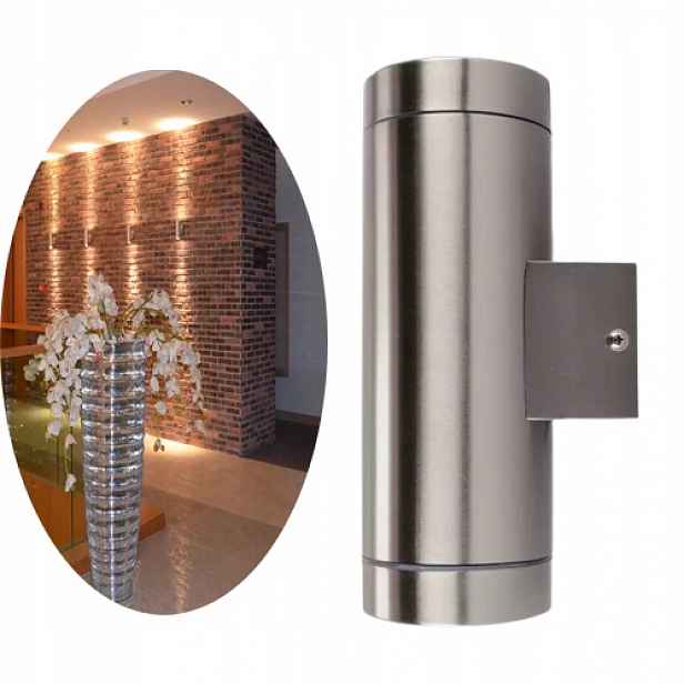 Fasádní Lampa Venkovní Zahradní Fasádní Nástěnné Svítidlo 2XGU10 Led Inox