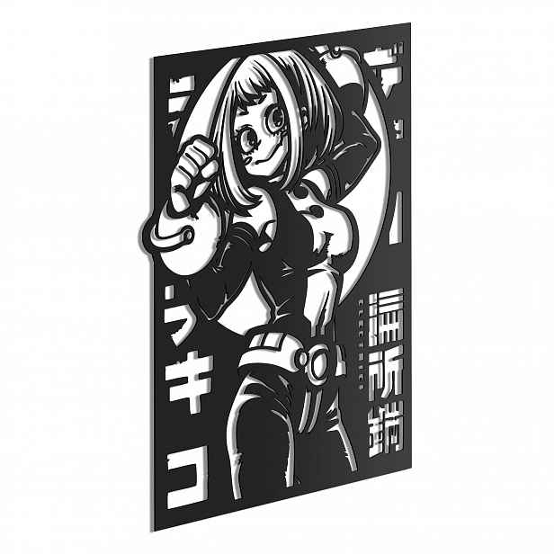 Ochako Uraraka Dřevěný 3D obraz Anime My Hero Academia