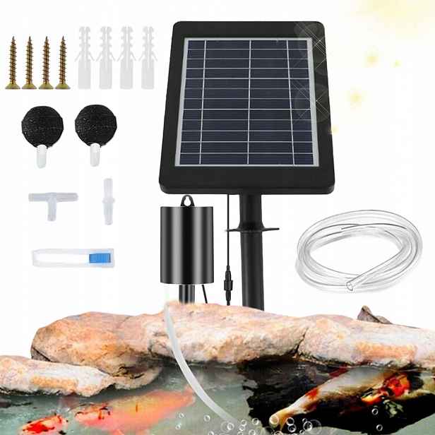 Solární Provzdušňovač Jezírka Kyslíková Pumpa S Hadicí 2200 mAh 4 W Tichá