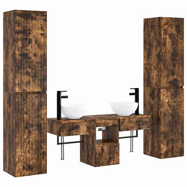 vidaXL Sada koupelnového nábytku 5 ks Kouřový dub 33 x 34,5 x 160 cm