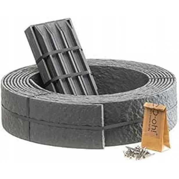 Zahradní lem pro strom na kůru plast 120 cm x 12 cm šedý