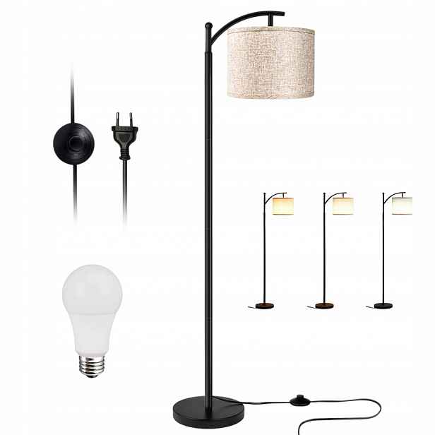 Stojací Lampa Boho S Jutovým Stínítkem, Přírodní Stínidlo, 175 CM
