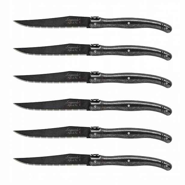 Nůž Laguiole na steaky Black Stonewash 6 ks (707-006)