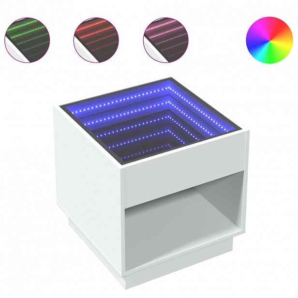 vidaXL Konferenční stolek s Infinity LED bílý 50 x 50 x 50 cm