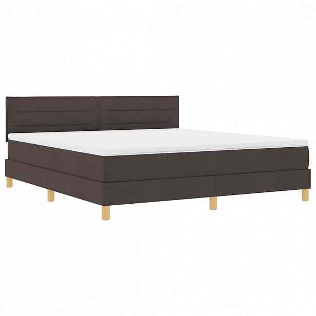 vidaXL LED box pružinová postel s čelo Tmavě hnědá 180 x 200 cm textil