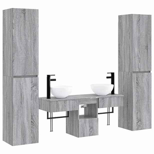 vidaXL Sada koupelnového nábytku 5 ks Šedý Sonoma 33 x 34,5 x 160 cm
