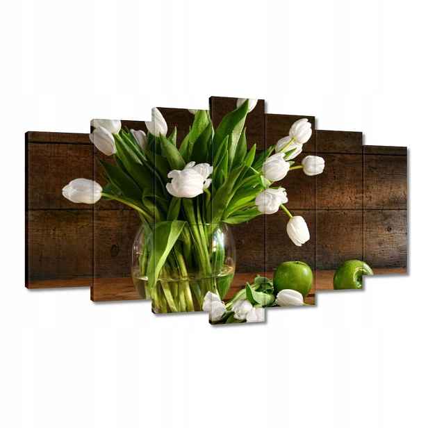 Obrazy 140x80 Bílé tulipány