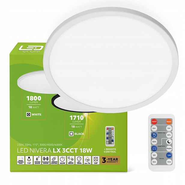 Led lampa Stropní Svítidlo 18W Venkovní pohybový senzor IP54 3000k, 4000k, 6000k