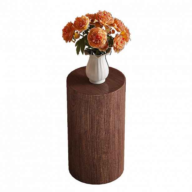 Modfu ODKLÁDACÍ stolek z MDF 30x30x55 cm ořechová barva kulatý, bez montáže a s nosností 90 kg