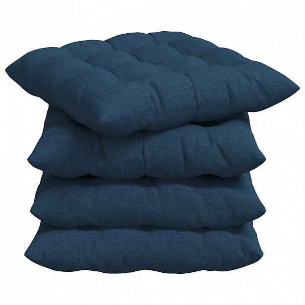 vidaXL Polštáře na sedadla 4 ks Textil Modrá 40 x 40 x 6 cm