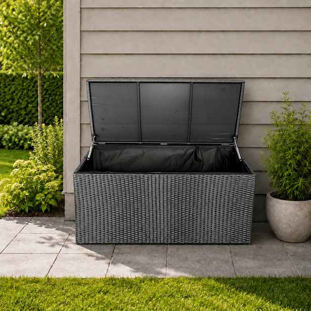 Ratanový zahradní úložný box BestBerg BBRF-B1B / 350 l / 115 × 55 × 57 cm / černá