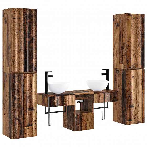 vidaXL Sada koupelnového nábytku 5 ks Staré dřevo 33 x 34,5 x 160 cm