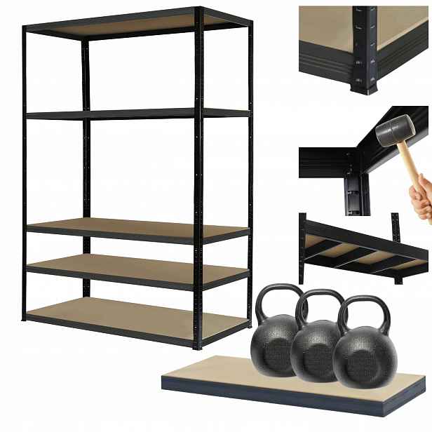Kovový regál Black Premium stojan Helios 180x75x30 cm 5Px350 kg Trvanlivý
