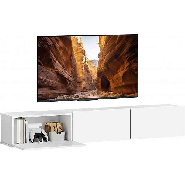 Nástěnný Regál Rtv 180 CM Pro Televizory Do 82", Bílý, Moderní