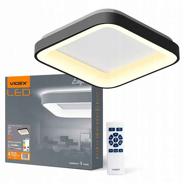 Stropní Svítidlo Led Stropní Svítidlo na omítku 72W Cct Černá Stmívatelná Dálkový Ovladač Edge