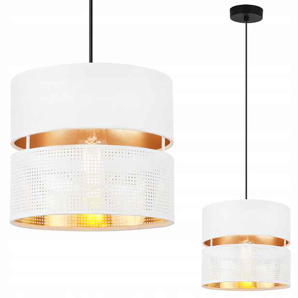 Závěsná Stropní Lampa Lustr Bílá, Zlaté Stínidlo Do Obývacího Pokoje Ložnice